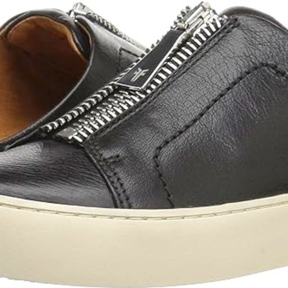 Frye Lena Leather Zip-Up Slide Mule Sneakers Platform Casual Edgy Black Size 7